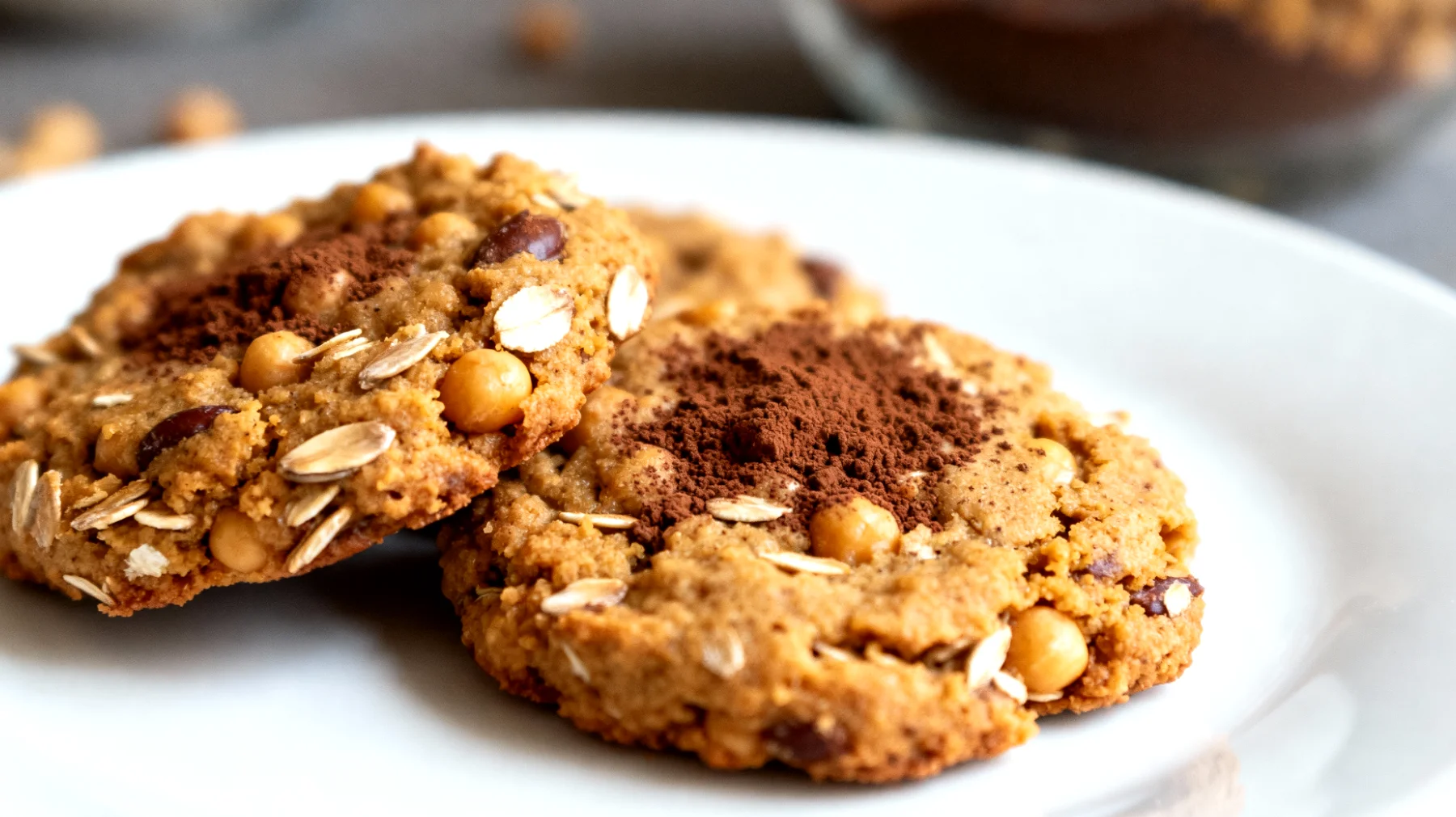 Kichererbsen-Cookies mit Kakao und Haferflocken"